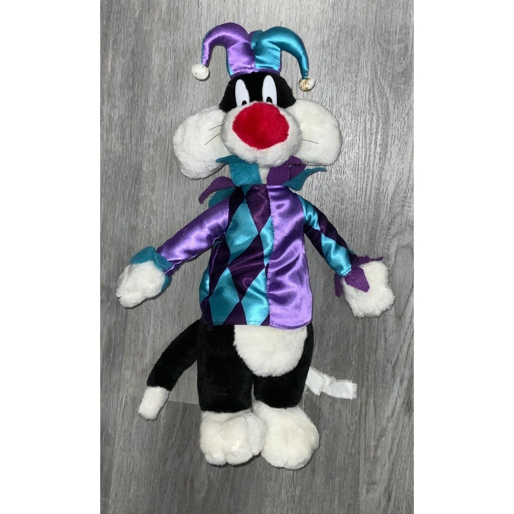 Warner Bros. Sylvester Cat‎ Jester 16" Looney Tunes Stuffed Animal Plush 1997